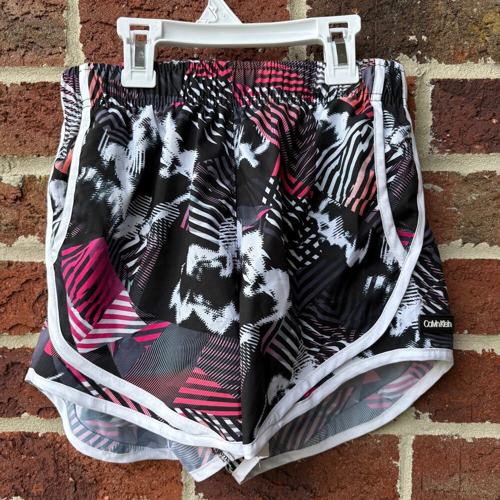 Calvin Klein Printed Running Shorts Black Pink Athletic XS